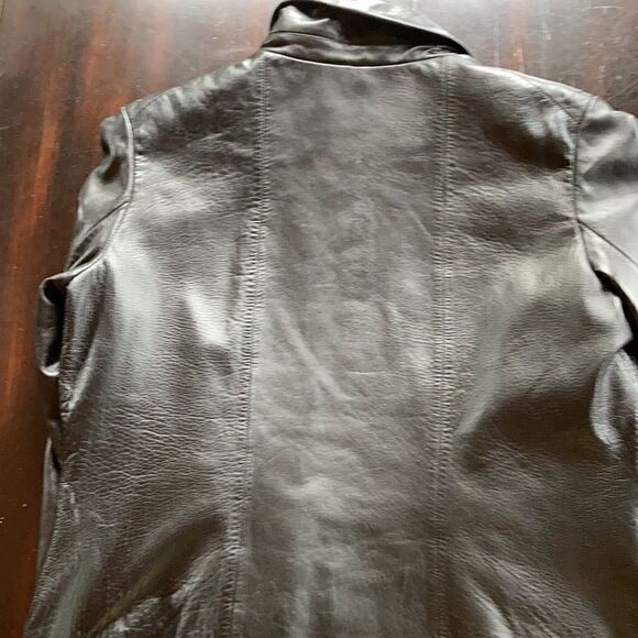 Vintage Sienna Studio leather lined full zip collar pockets jacket Black Large - Picture 8 of 16